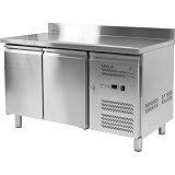Edelstahl Gefriertisch 2-Türen für GN 1/1 282L – Professioneller Kühltisch mit Edelstahlgehäuse, Temperaturbereich -2 bis +8°C, Gastronomie, Bars, Pizzerien, energiesparend, leicht zu reinigen