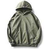 GURUNVANI Mens Faux Suede Hoodie Pullover Graphic Embroidered Hooded Vintage Hoodie Sweatshirts, Green, Large