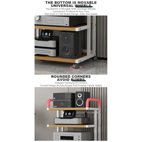Półka na multimedia, półka do gier, stojak DVD, stojak narożny Av Media, stojak na stereo audio, nowoczesna z kółkami stojak na nośniki audio-wideo, do odtwarzaczy DVD, konsoli do gier, trasy Wi-Fi