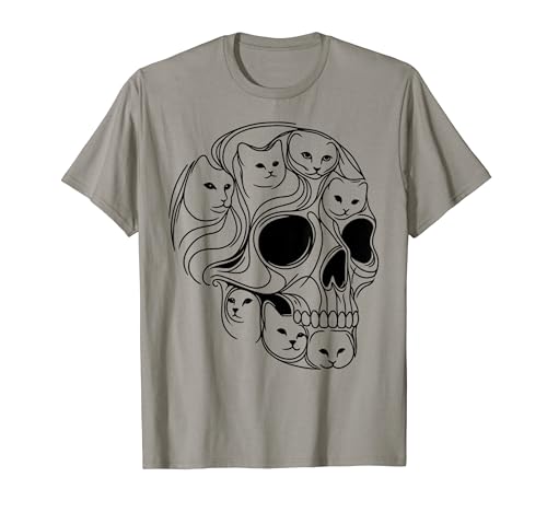 Disfraz de esqueleto de gatito para Halloween, calavera y gatos Camiseta