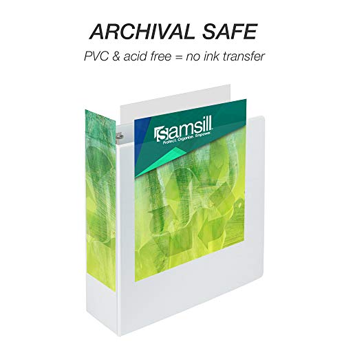 Image of Samsill Plant-Based 4 Inch Durable Round Ring, View Binder, Eco-Friendly, USDA Certified Biobased, 4 Pack, White