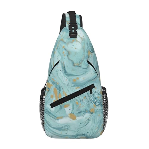 Mochila de pecho Azurite de mármol aceitado y aluminio para hombre y mujer