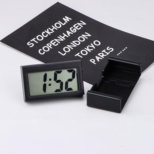 Image of Shudyear Small Digital Clock, with Jumbo LCD Time & Day Display,Mini Automotive Small Digital Clock Battery Operated for Desktop Nightstand Pocket Car Truck Dashboard & Air Vent (12, Black)