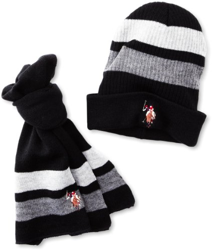 Image of U.S. Polo Association Little Boys' Cuff Beanie and Scarf Set