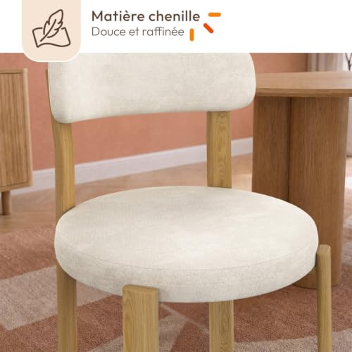 Lot de 4 chaises NELLA en tissu chenille pour salle à manger - vue 5