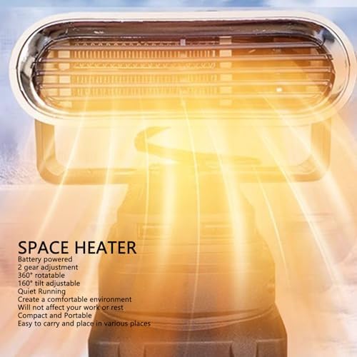 Miniatura 8 de Hyuduo Calentador de espacio portátil con pilas para serie 2, ajustes de calor ajustables, rotación 360, inclinación de 160 grados para descongelar,