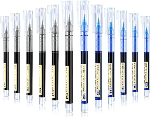 Image of like it 0.5mm Roller Pen Color ink Straight Liquid Rollerball Gel Pen for School Office Stationery Pack of 12 (Black & Blue)