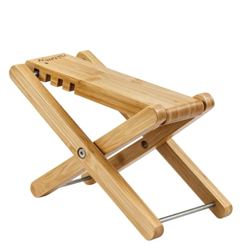 Miwayer Bamboo 4 Gears Adjustable Upscale Guitar Foot Rest Non-Slip Foot Stool Foldable Footrest from 4.5" up to 8"，Accessory for Classical Acoustic Guitar Part