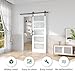 Fredbeck 32in x 84in White Glass Barn Door with 5.5FT 66inch Sliding Doors Hardware Kit Included & Handle,PVC Surface,Need to Assembly,Water-Proof