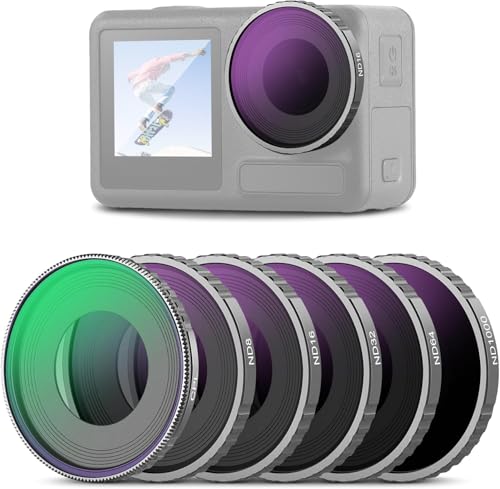 Image of NEEWER CPL & ND Filter Compatible with DJI Osmo Action 4 /Action 5 Pro (6 Pack), Screw On CPL+ND8+ND16+ND32+ND64+ND1000 Filter Kit Action Camera Accessories Multicoated HD Optical Glass, FL-A13