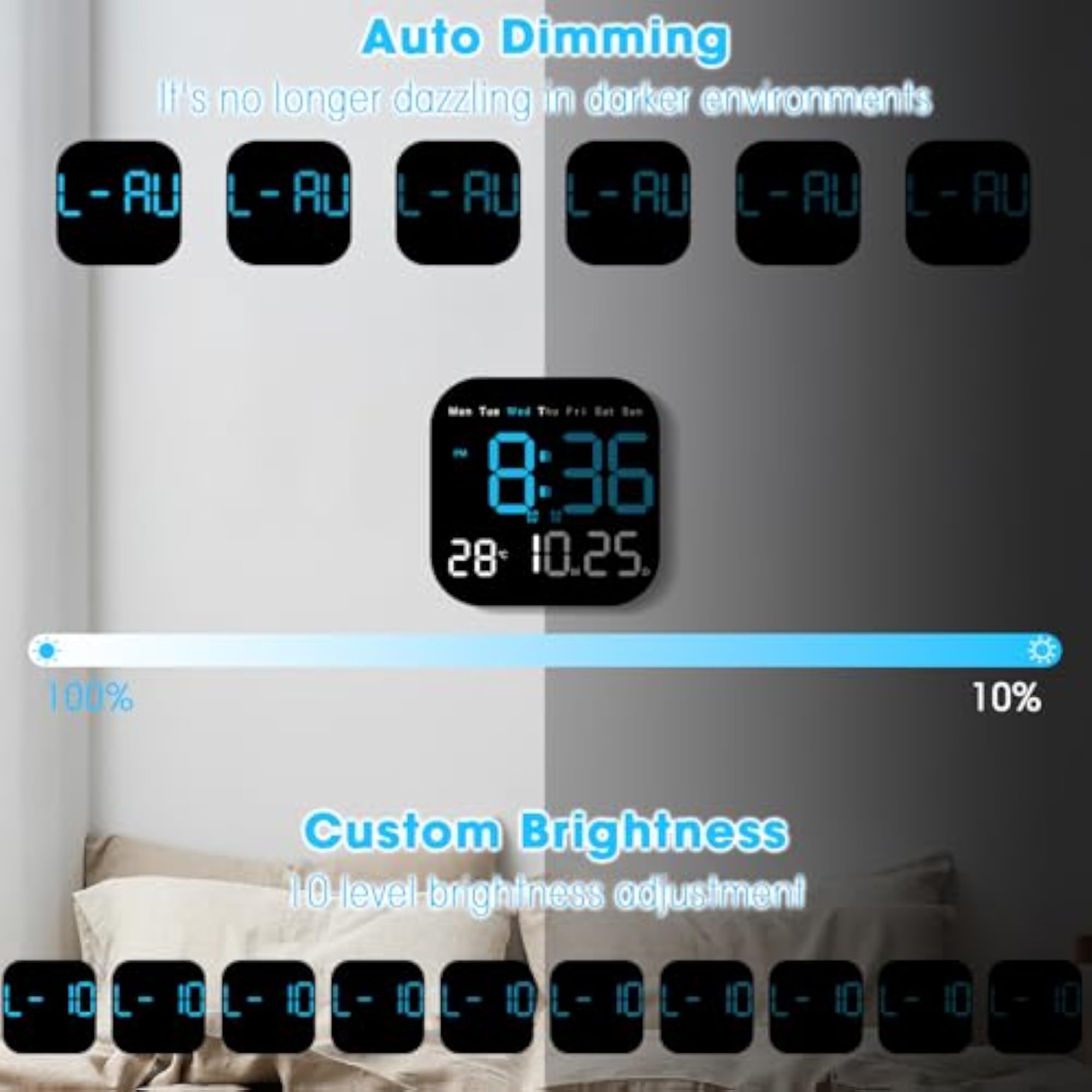 Digital Clock with Remote and Adjustable Brightness