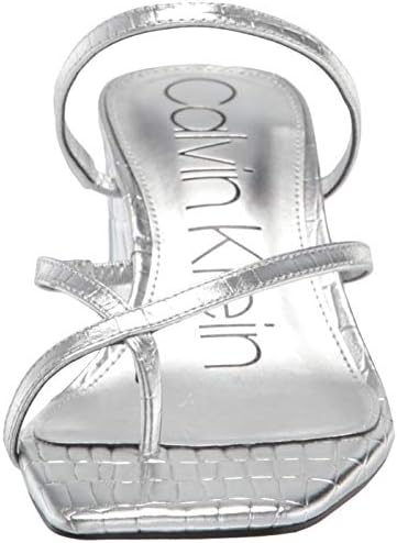 Calvin Klein Women's kcBECCA Sandal, Silver Leather040, 6.5 | Image 1