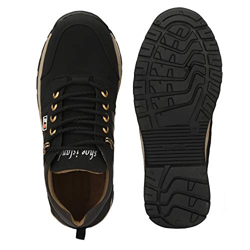 Image of Shoe Island Solid Black Premium Leatherette Ankle Length Casual Boots for Men