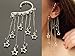 Handmade Black Star Ear Cuff Silver Earrings No Piercing Fake Pierced Long Chain Faux Piercing No Piercing Needed Ear Cuff Under Ear