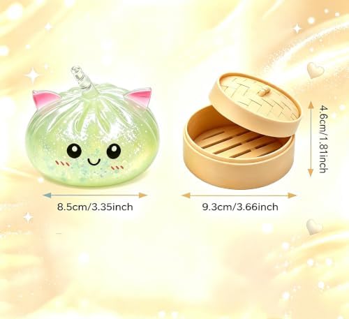 Rainbow Glitter Slow Rising Squishy Squeeze Toy with Cat Ears,Stress & Anxiety Relief Sensory Fidget Toy (O-4PCS) - 1
