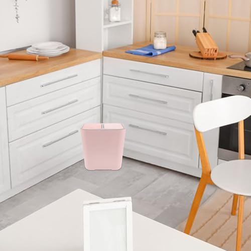 Caneca de basura rosa con doble tapa para cocina y baño miniatura 6