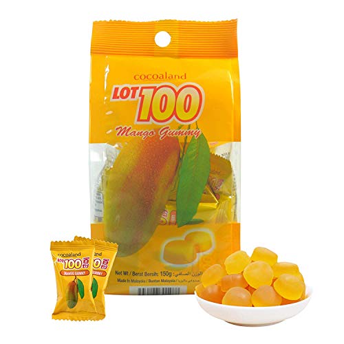 Lot 100 Gummy Chewy Candy Mango Blackcurrant Flavour Halal Snack Sweets Malaysia 150G (5.29Oz) (Mango) #TOP5