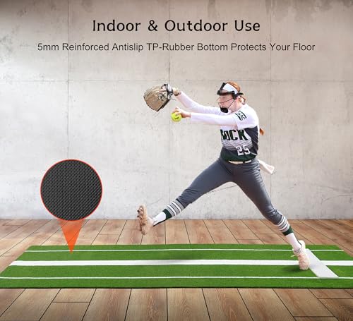 image for KuiBonu 2024 Upgraded Version Softball Pitching Mat with Rubber, Dense