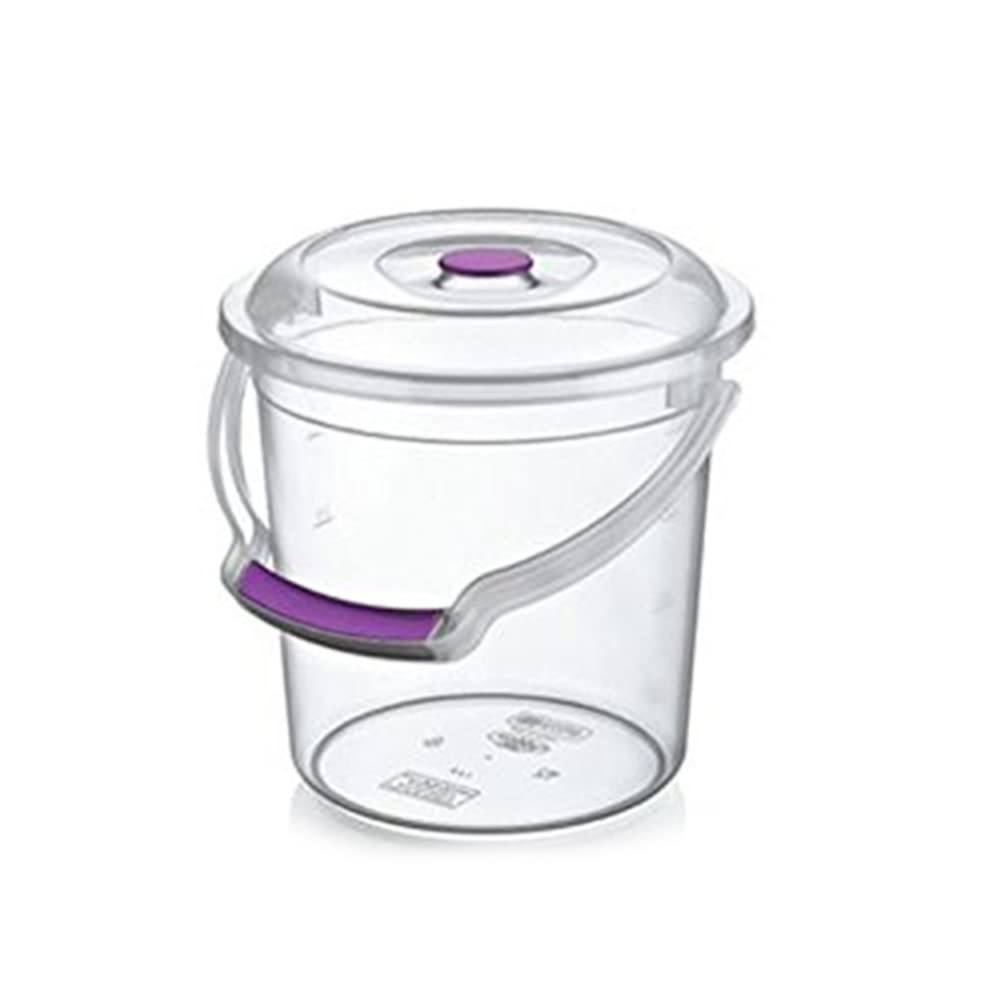 Agrohit Eimer mit Deckel & Tragebügel, Haushaltseimer, Lebensmittelecht, Transparent, aus PP-Kunststoff, Aufbewahrungsbehälter mit Skalierung für Liter, 5 Liter Küche, Haushalt & Wohnen