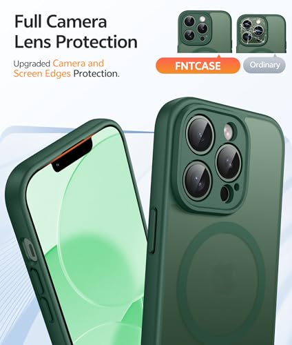Image of FNTCASE for iPhone 13 Pro Max Case: [Compatible with Magsafe] Translucent Matte Magnetic Phone Cover - Military Grade Drop Protection Shockproof Protective Cases - Green