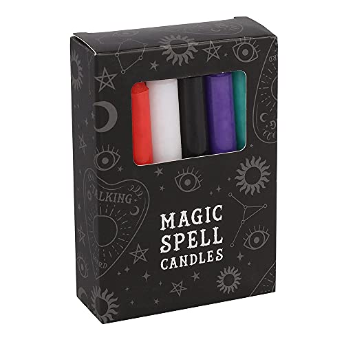RAJX - Lot de 12 bougies de protection et de sort pour rituels et cérémonies, mélange de couleurs noir/blanc/violet/bleu foncé/bleu clair/orange/vert/rouge/jaune/rose Cover