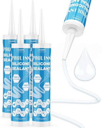 PAULINN Silicone Sealant, 100% Silicone Caulk Clear Waterpro...