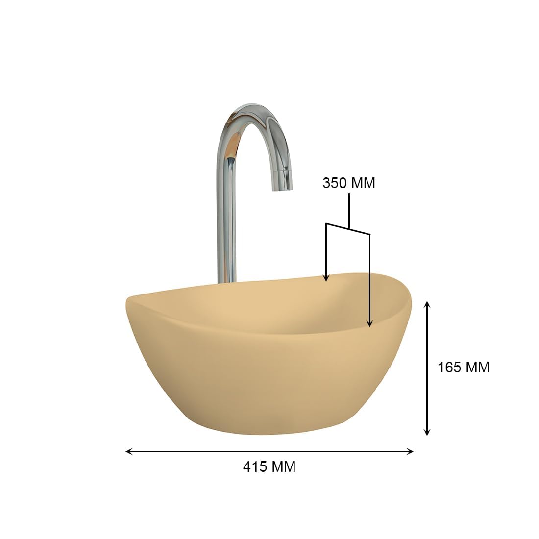 Kemjo Designer Table Top Wash Basin for Bathroom | Counter Top Wash Basin/Sink for Living Room (16.3 x 13.8 x 6.5 Inch, Ship (Woddy Matt)) 3
