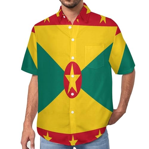 Chemise hawaïenne homme manches courtes à imprimé grenade et drapeau