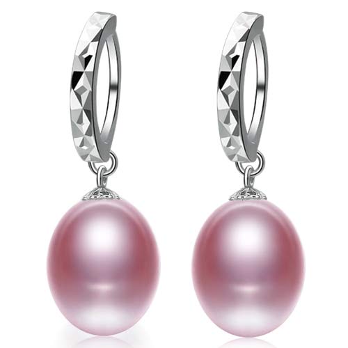 LSLYTQ 8-9mm Natural Pearl Earrings Cultured S925 Earrings Butterfly/drop Earrings For Women