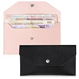 2 Stück Geldtaschen Banktasche PU Leder Geldscheine Aufbewahrung Wiederverwendbare Geldumschlag Geldtasche Damen Herren für Reisen Männer 17.5×9.7 cm