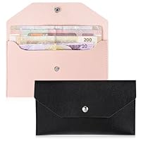 2 Stück Geldtaschen Banktasche PU Leder Geldscheine Aufbewahrung Wiederverwendbare Geldumschlag Geldtasche Damen Herren für Reisen Männer 17.5×9.7 cm