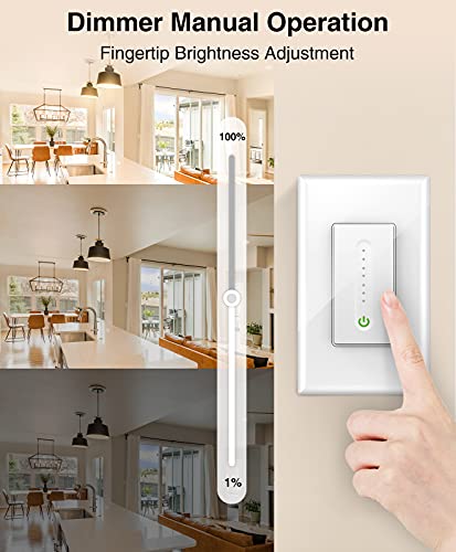 Ghome Smart Smart Dimmer Switch Work With Alexa Google Home, Neutral Wire Required 2.4Ghz Wi-Fi Switch For Dimming Led Cfl Inc Light Bulbs, Single Pole, Ul Certified, No Hub Required, 4Pack #TOP2
