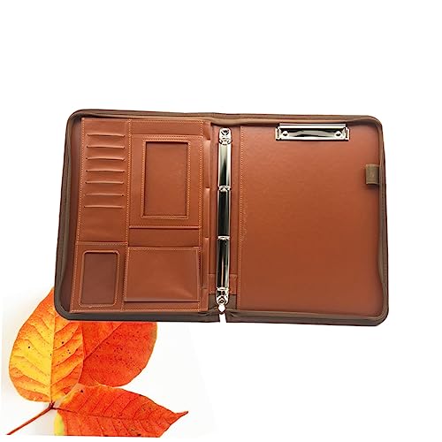 Artibetter Carpeta Portátil de PU con Calculadora Organizador de Multifuncional Maletín de Negocios Color Marrón Diseño Elegante y Práctico para Oficina