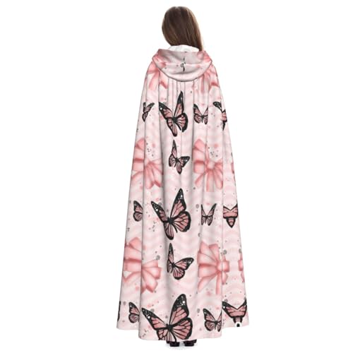 Cape de carnaval avec capuche costume de sorcière et cosplay papillon rose - 5