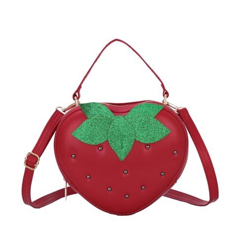 KUANG! Cute Strawberry Purse Heart Shaped Shoulder Bag Girls Fashion Handbag Crossbody Fruit Bag