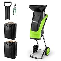 WORKPRO Electric Garden Shredder with Pruning Shears, 2500W Mulcher 44 mm Cutting Diameter Wood Chipper with 4300 RPM Speed, 2 x 45 L Collection Bag, Leaf and Branch Shredder for Garden Waste