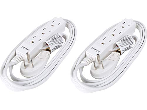 Rosewill 3-Outlet Power Strip with 6-Foot Cord and Flat Plug, UL Listed, 2-Pack White, RHSP-17003
