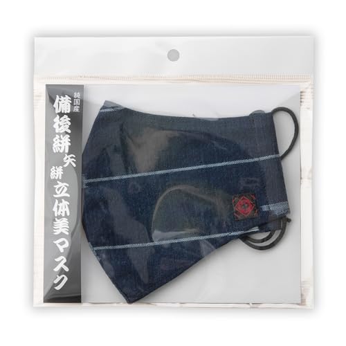 備後絣 矢絣 立体美マスク レギュラー 女性サイズ 2枚組[No.348] / 藍染 洗濯可能 広島県