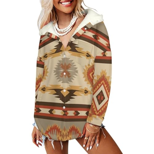 Blouson hiver décontracté avec poches veste ethnique brun