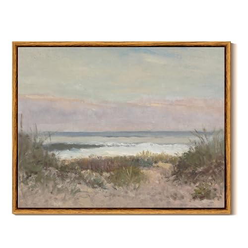 InSimSea Framed Canvas Wall Art, Classical Coastal Scenery Bathroom Pictures Wall Decorations, Farmhouse Kitchen Office Bathroom Art Wall Decor 11x14in