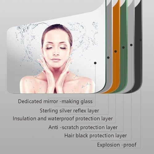 Dimmable Smart Anti-Fog Bathroom Mirror with LED Lights, Touch Switch, Half Circle Design, 35x24in & 39x28in (Right Cut) – Perfect for Modern Bathrooms