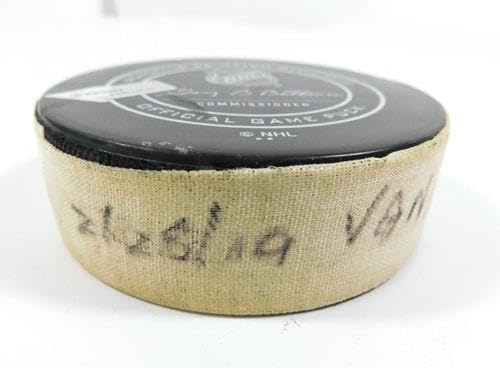 2019 Arizona Coyotes vs. Vancouver Canucks Game Used Puck 2-28-19 AA0038913 - NHL Unsigned Game Used Pucks