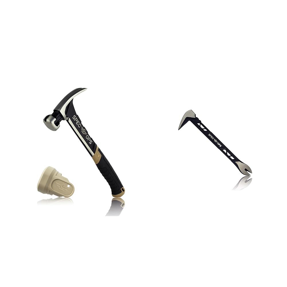 Spec Ops Tools Father's Day Gifts for Dad 20 oz Nailing Hammer, 10" Nail Puller Cats Paw Pry Bar, Donated to Veterans
