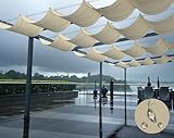 SunnyRoyal Beige 7'x30' Waterproof Pergola Shade Cover Retractable Sun Shade Replacement Canopy Polyester Sun Sail for Patio Porch Yard Garden Outdoor