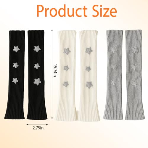ZHLKHIOP 3 Pack Arm Warmers Women, Star Print Sleeve Covers, Y2K Style Arm Warmers for Women, Lightweight Breathable Material, One Size Fits Most