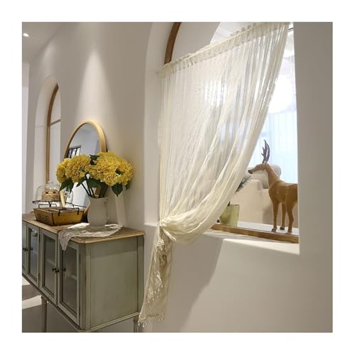 Rideaux en voile beige avec dentelle rustique 120x70cm