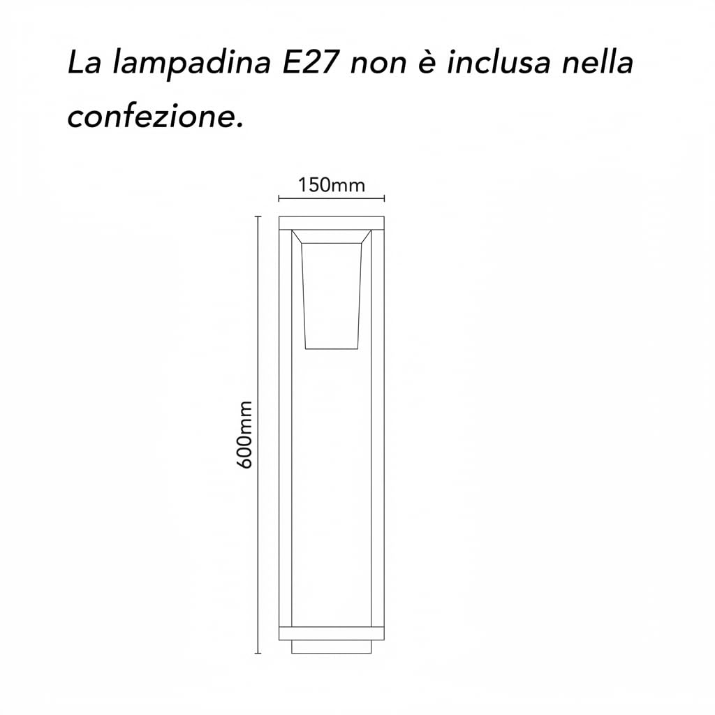 Lampada da Giardino da Esterno E27 IP65 | Paletto Luminoso Moderno in Alluminio e PC | Luce per Vialetti, Ingressi e Giardini | Design Minimal | Bianco o Nero (BIanco)