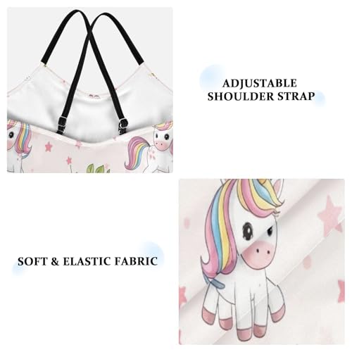 Cute Cartoon Unicorns Girl Bathing Suit with Adjustable Shoulder Strap, Beach Swim Suits Kids, 3-103