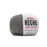 Keche Cotton Yarn, 60% Cotton 40% Acrylic Yarn, Soft Cotton Yarn for Crochet and Knitting, Amigurumi Yarn 1 Skein/Ball 1.76 Oz (50g) / 180 Yrds (165m) - Dark Grey