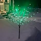 Alpine Corporation 39" Tall Metallic Foil Tree Stake with 140 LED Lights, Plug-in Indoor/Outdoor Holiday Decoration for Yard, Lawn, Garden, Porch Christmas Display, Green